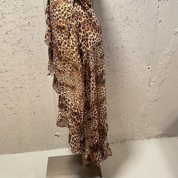 Ruffle High Low Animal Print Wrap Maxi Dress - NWOT - Picture 7 of 11